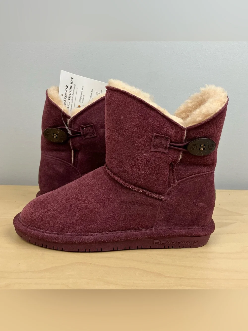 Bearpaw Youth Girls Size 1.0 Rosie Purple/Maroon Suede Winter Boots Lined NWT